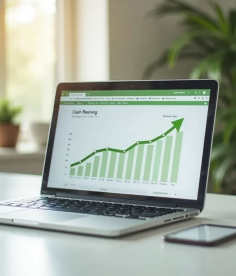 Professional accounting workspace representing cash flow visibility